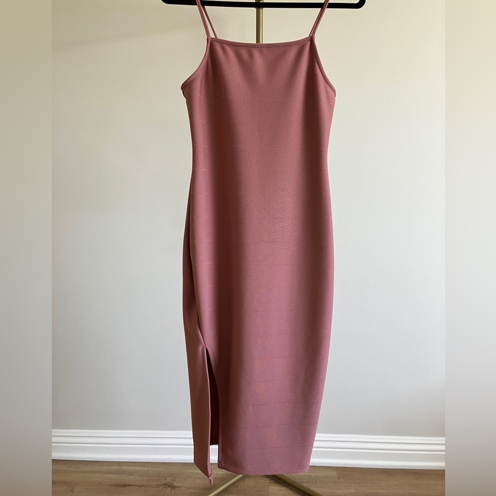 Leith Bandage Body-Con Dress Burgundy Rose
